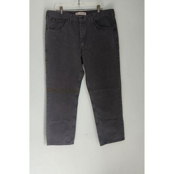 Lee Jeans Regular Fit Denim Straight Leg Mens 40x30 Gray Charcoal Cotton EUC - Picture 4 of 12
